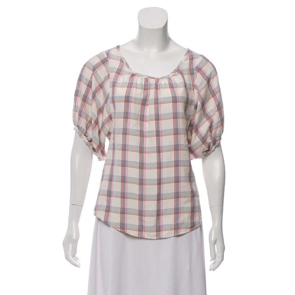 Steven Alan Printed Silk Peasant Blouse